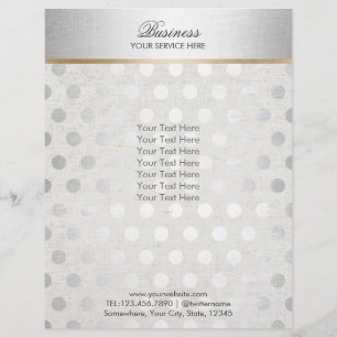 Flyer Plata Polka Dots Classy Linen Salon Spa Brochures