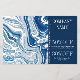 Flyer playa náutica océano acuarela mármol azul