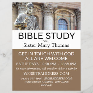 Flyer Plaza de San Pedro, anuncio de clase de la Biblia 
