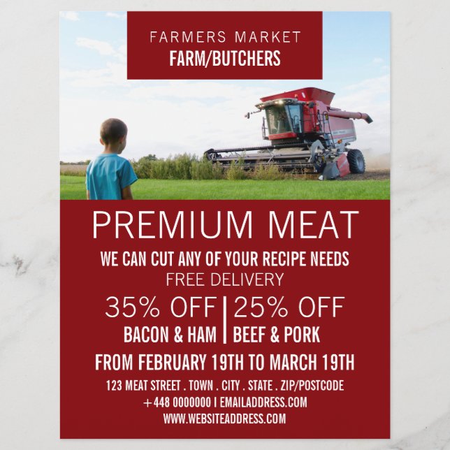 Flyer Plougher en el campo, agricultor y carnicero publi (Frente)