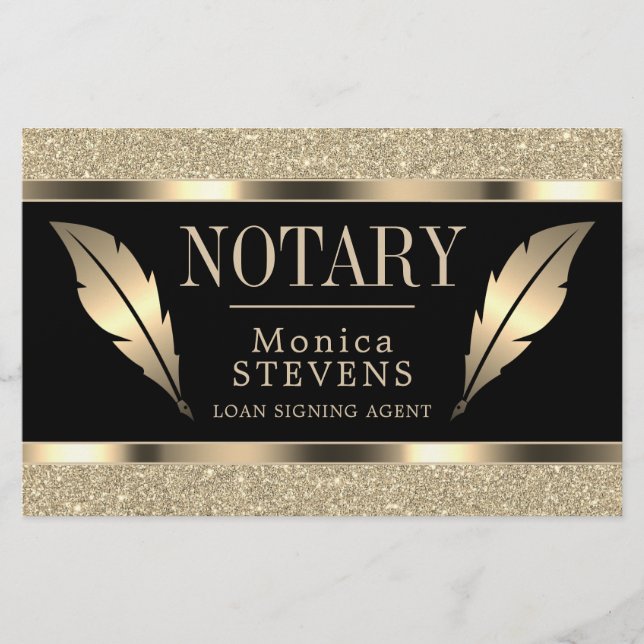 Flyer Pluma lujosa de tinta dorada (Frente)