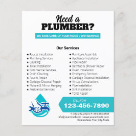 Flyer Plumbing Service Water Drop Logo Plumber Business