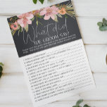 Flyer Polvoriento juego floral rosa: ¿Qué diría el Groom<br><div class="desc">¿Qué haría el juego de ducha de novias Groom Say? Flores color agua polvorientas rosa y morada sobre un fondo de carbón vegetal. Los elementos coincidentes para completar la colección de eventos están disponibles en nuestra tienda Zazzle!</div>