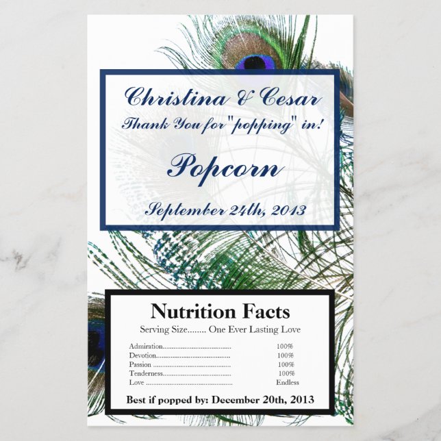 Flyer Popcorn Microwave Wrapper Peacock Feather Blue (Frente)