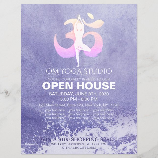 Flyer Pose de meditación en casa abierta de YOGA Studio (Frente)