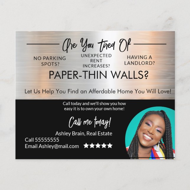 Flyer Postales de arrendatarios metalizado audaces y div (Frente)