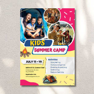 Flyer Póster de Campamento de Verano para Niños, Campame
