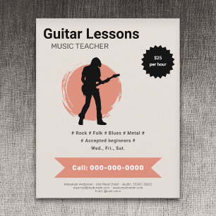 Flyer Póster de Clases de Guitarra Eléctrica