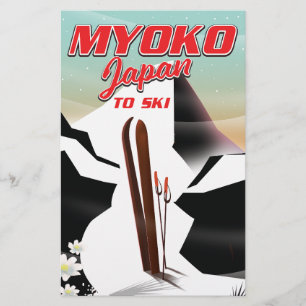 Flyer poster de esquí de myoko japan