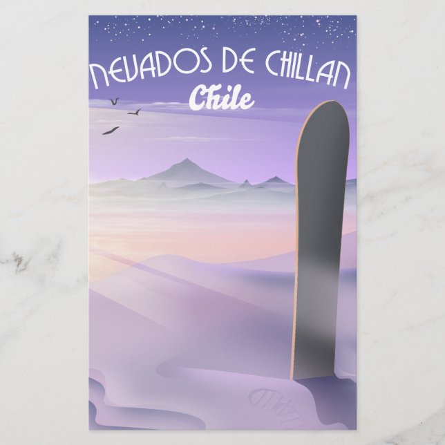 Flyer Póster de esquí de Nevados de Chillán, Chile. (Frente)