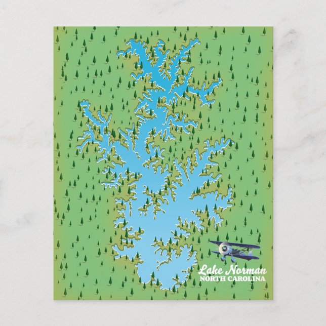 Flyer Póster de mapa retro del lago Norman Carolina del  (Frente)