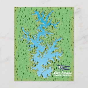 Flyer Póster de mapa retro del lago Norman Carolina del