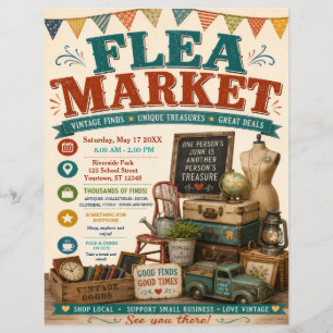 Flyer Póster de Mercado de Pulgas