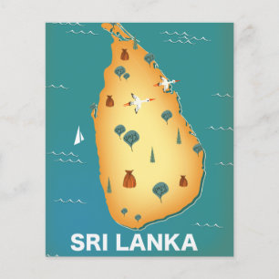 Flyer Póster de viaje del mapa de Sri Lanka