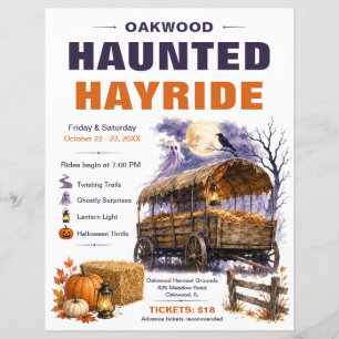 Flyer Póster del evento de Halloween de paseo en carreta