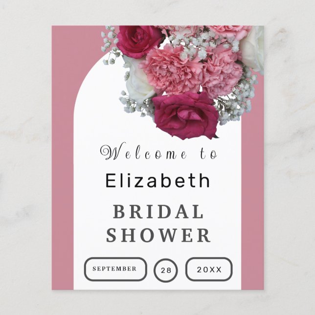 Flyer Póster elegante de arco floral boho para ducha de  (Frente)