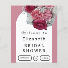 Flyer Póster elegante de arco floral boho para ducha de