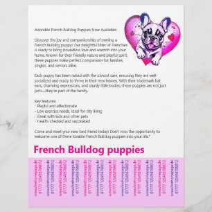 Flyer Póster Largo de Cachorro de Bulldog Francés