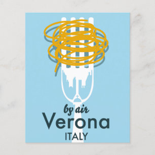 Flyer Póster retro de viaje por aire Verona Italia.