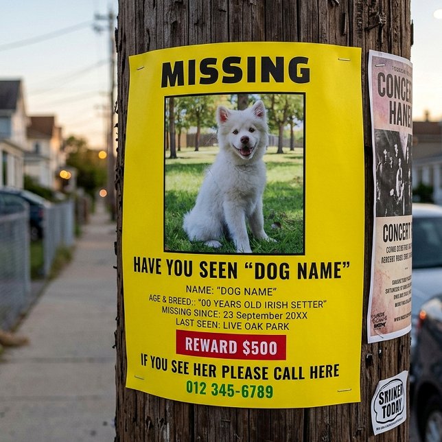 Flyer Póster Urgente de Perro Perdido – Plantilla (Subido por el creador)