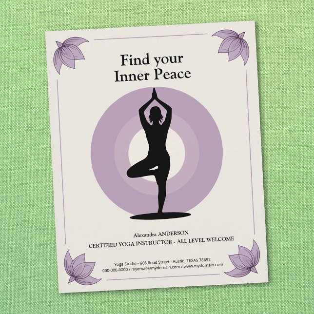 Flyer Postura del Árbol - Instructor de Yoga (Tree Pose - Yoga Instructor Flyer)
