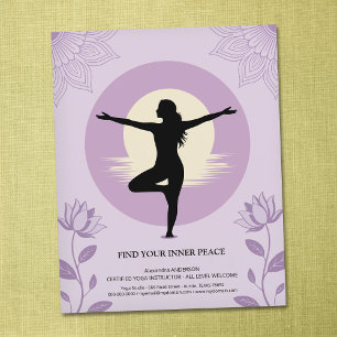 Flyer Postura del Árbol - Instructor de Yoga con Flores 