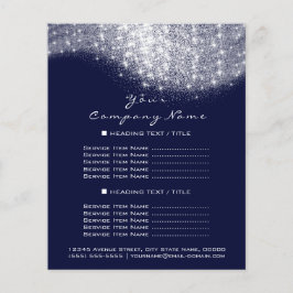 Flyer Precios de confeti Glitter Plata Gris Azul Marino