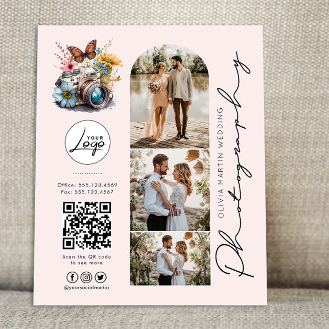 Flyer Precios de Fotografía de Boda con Toque de Rosado  (Subido por el creador)