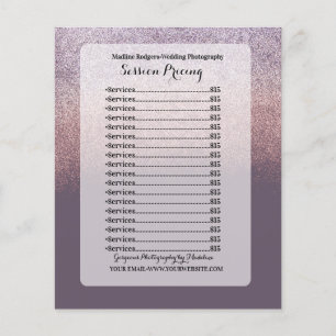 Flyer Precios de sesión de fotografía de boda con brillo