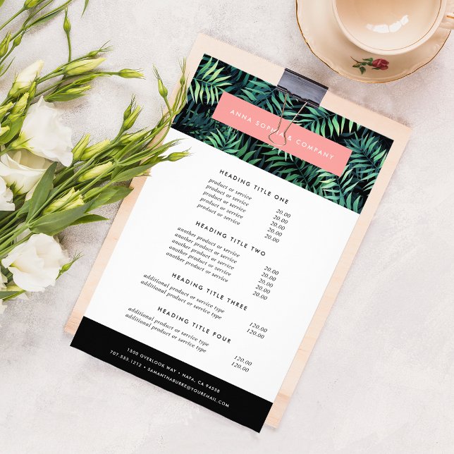 Flyer Precios y servicios botánicos tropicales (Subido por el creador)