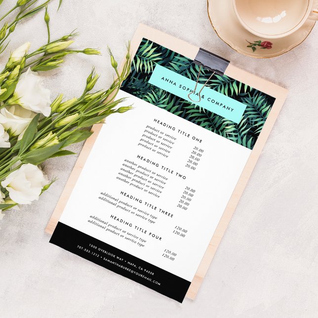 Flyer Precios y servicios botánicos tropicales (Subido por el creador)