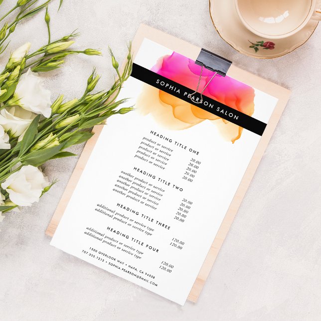 Flyer Precios y servicios de acuarela modernos (Subido por el creador)