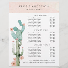 Flyer Precios y Servicios de Cactus Florales en Acuarela