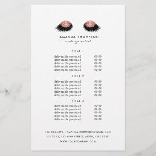 Flyer Precios y Servicios de Ojos Brillantes de Oro Rosa