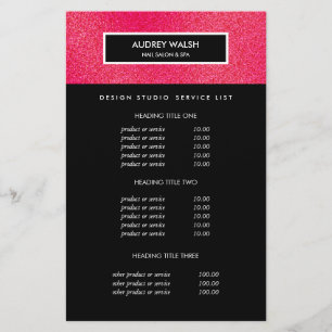 Flyer Precios y Servicios de Salón de Raspberry Glitter