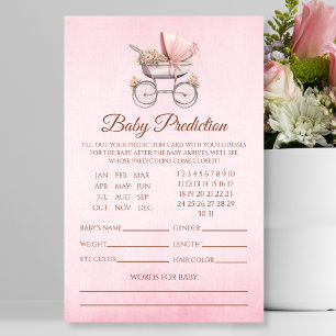 Flyer Predicción de Bebé en Cochecito Rosa Vintage