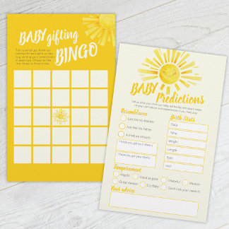 Flyer Predicción de ducha de bebé y juegos de bingo bajo
