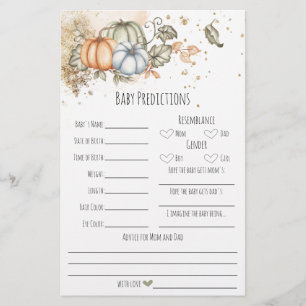 Flyer Predicciones de actividad de juegos de Baby Shower