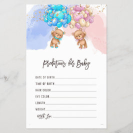 Flyer Predicciones de globos de oso para bebé Revelación
