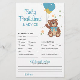 Flyer Predicciones para bebés y consejo juego de oso de
