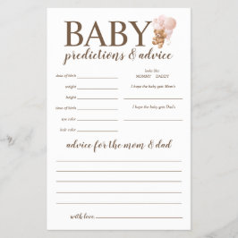 Flyer Predicciones para bebés y consejo Juego de Oso de 