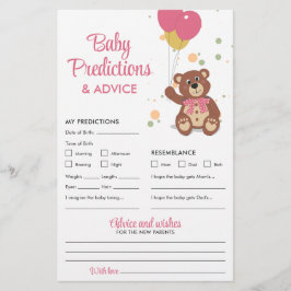 Flyer Predicciones para bebés y consejo Juego de Oso de 