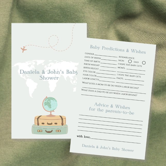 Flyer Predicciones para bebés y deseos de aventuras Baby (Baby Predictions and Wishes Adventure Baby Shower Flyer)