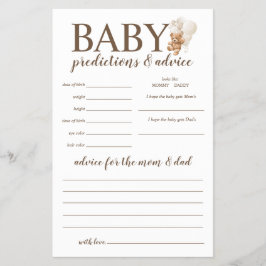 Flyer Predicciones para bebés y juego de osito de peluch