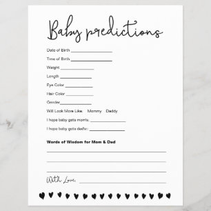 Flyer Predicciones Personalizadas para el Bebe Juego de