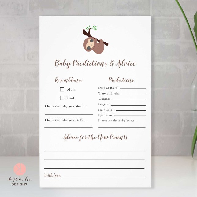 Flyer Predicciones y consejos para juego de Baby Shower  (Subido por el creador)