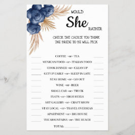 Flyer ¿Prefiere BlueFlower Bridal Shower GameCard?