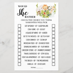 Flyer ¿Prefiere Juntar Tarjeta De Juego Baby Shower?