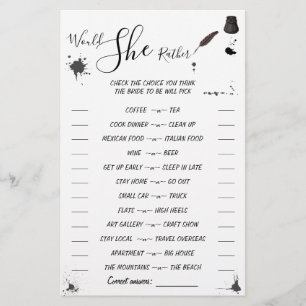 Flyer Prefiere   Tarjeta de juego Pen & Inkwell Shower