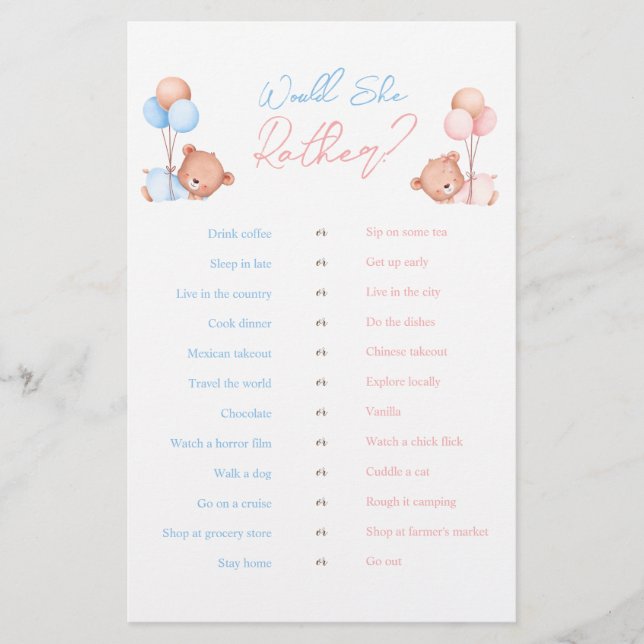 Flyer ¿Prefiere Un Juego De Oso De Teddy Para Muchacho C (Frente)